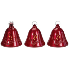 Northlight Musical Lighted Red Bells Christmas Decorations - 6.5" - Red - Set of 3