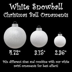 Sleetly Large White Christmas Ball Ornaments for Tree Decorations – Big 4.72” Shatterproof Glitter Snowball for Holiday Xmas Decor, 4-Pack