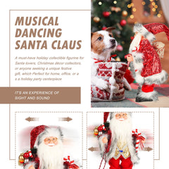 14-Inch Animated Plush Santa Claus with Christmas Music,Musical Christmas Figurine for Tabletop Indoor Holiday Home Decoration