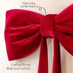 TETOU Christmas Decorations,6 x 2.3Ft Giant Big Red Velvet Bow for Christmas Tree Topper Wall Mantle Indoor Party Valentines Xmas Decoration