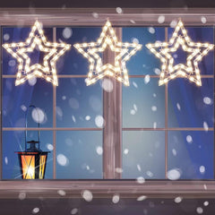 14" 50 Lighted Star Christmas Window Silhouette Decoration Lights for Christmas,Party,Home,Patio Lawn,Garden