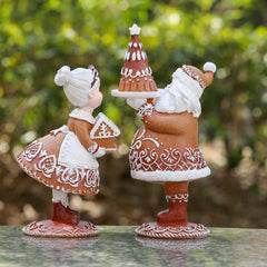 harmtty Xmax Christmas Ornaments Resin Santa Claus with Gingerbread House Create Atmosphere Table Decorations for Christmas A