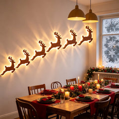 Avelune™ Lighted Santa Sleigh Reindeer & Village Scene Wall Decor