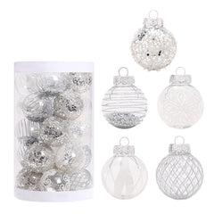 HIABIO Small Xmas Balls Ornaments Pink Silver Painted Christmas Tree Balls Home-Decor