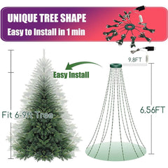 IC ICLOVER Christmas String Lights, 6.56FT x 200LEDs Waterfall String Lights, App Control with Remote, 10 Modes Christmas Tree Lights Waterproof for Indoor Outdoor Xmas Decorations
