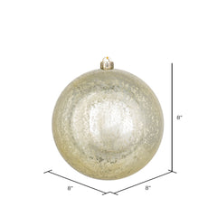 Vickerman 8" Christmas Ornament Ball, Champagne Shiny Mercury Finish, Shatterproof Plastic, Holiday Christmas Tree Decoration