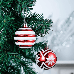 Christmas Valentines Ornaments Tree Decorations, 24ct Red and White Shatterproof Christmas Ball Ornaments Set, 2.36 Inch Hanging Ornament Bulk for Xmas Holiday Party Decor