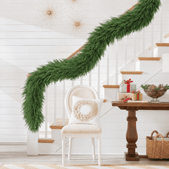  9FT Real Touch PE Christmas Garland, Artificial Norfolk Pine Garland for Mantel, Stair Railing, Christmas Tree, Xmas Decoration for Indoor & Outdoor, Green