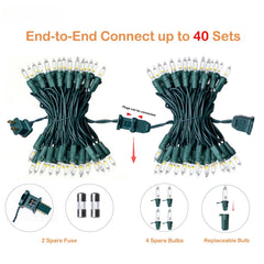 RESNICE 52ft Mini Clear Christmas Lights 200LED Warm White Connectable Green Wire with Spare Fuses and Bulbs for Outdoor Indoor Holiday Christmas Tree Patio Party Home Decor