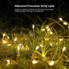 RESNICE Cluster Fairy Lights 50FT Firecracker String Lights 500 LED Warm White Plug in Indoor Silver Wire String Lights with Remote for Christmas Tree,Plant,Garden,Patio,Backyard