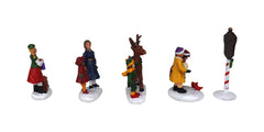 Christmas Village Figurines Decoration Set Perfect Addition to Your Christmas Indoor Decorations & Snow Village Displays (5 Piece Village Figurines Set 2)