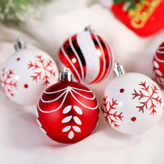  30ct Christmas Ball Ornaments, 2.36 in Shatterproof Xmas Tree Decorations, Plastic Baubles for Holiday, Party, Wedding, or Home Decor, Red & White