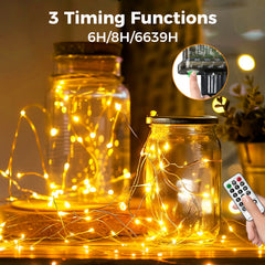 Fairy Lights Plug in with Remote, 66FT 200 LED Outdoor Waterproof String Lights with Timer and 8 Modes, for Indoor Bedroom Patio Garden Wedding Decor, Warm White
