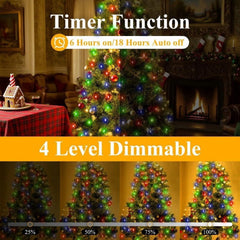 6.6FT 400 LED USB Christmas Tree Lights with Remote and Timer, Dimmable Waterproof Twinkle String Lights 8 Modes for 5-7FT Tree Indoor Outdoor, Multicolor