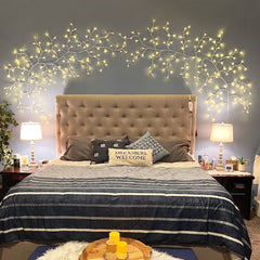 Enchanted Willow Vine Lights with Remote, Christmas Swags Decorations Indoor Room Decor, 18 Branches 144 LEDs Lighted Willow Vine Lights for Walls Bedroom Home Decor, White Branch
