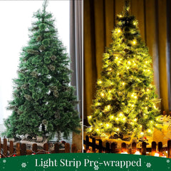 LAZY BUDDY 6ft Pre-lit Artificial Christmas Tree, Cashmere Hinged Xmas Tree with 550 Branch Tips & 250 Warm Lights