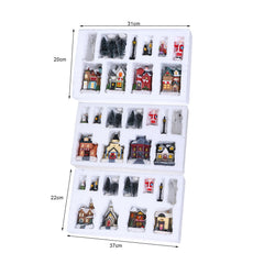 Travelwant 10Pcs/Set Christmas Village - LED Lighted Christmas Village Houses with Figurines, Christmas Village Collection Indoor Room Decor