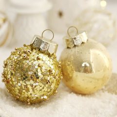 HIABIO Small Xmas Balls Ornaments Pink Silver Painted Christmas Tree Balls Home-Decor