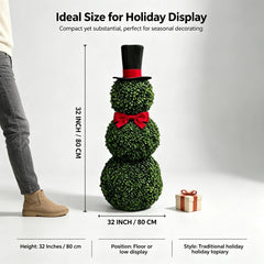 2 Pack Snowman Topiary Christmas Decoration, Artificial Boxwood Snowman Tree, Christmas Decor Indoor Outdoor, 32"