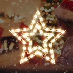 14" 50 Lighted Star Christmas Window Silhouette Decoration Lights for Christmas,Party,Home,Patio Lawn,Garden