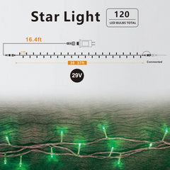 Beatineon 39FT 120LED Fairy String Lights, Christmas Decoration Lights with 8 Flashing Modes, Connectable Transparent Wire, Indoor Outdoor Holiday Lights with Timer,Green