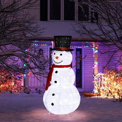 Alvantor 4 ft Pre-Lit Snowman with 120 LED Lights, Top Hat and Red Scarf, Indoor and Covered Outdoor Christmas Decorations, White