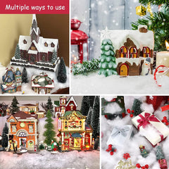Christmas Fake Snow Decor, Fluffy Fiber Artificial Snow Indoor White Fakes Snow Decoration for Christmas Tree Flocking Village Crafts Winter Wonderland Nativity Xmas Display Decoration, 3Bags