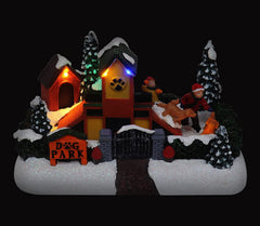 Christmas Dog Park Tabletop Display LED Lighted Christmas Village Perfect Addition to Your Christmas Indoor Decorations & Holiday Collections