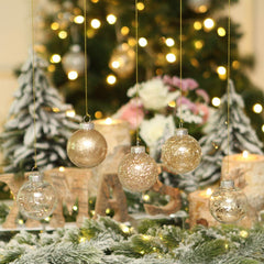Sea Team 60mm/2.36" Shatterproof Clear Plastic Christmas Ball Ornaments Decorative Xmas Balls Baubles Set with Stuffed Delicate Decorations (30 Counts, Champagne)