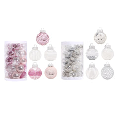 HIABIO Small Xmas Balls Ornaments Pink Silver Painted Christmas Tree Balls Home-Decor