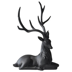 HIELLFQ Resin Reindeer Christmas Decorations-Elegant Black Reindeer Statues Office Table Living Room Decorations 13.7"