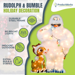 Open Box ProductWorks 32 In Rudolph & Bumble Holiday Festive Decoration