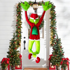Green Monster Christmas Decorations, 5.2FT Christmas Tree Decor, Pose-able Xmas Stuffed Green Santa Body for Outdoor Indoor Yard Lawn Decoration