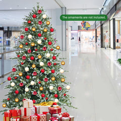 Gymax 8 Ft Artificial Christmas Tree Unlit Hinged Xmas Tree w/ Metal Stand
