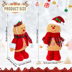 2PCS Gingerbread Christmas Decorations,Christmas Decorations Indoor,Christmas Gingerbread Man Plush,Christmas Stuffed Doll Gifts for Tiered Tray Party Decor Home