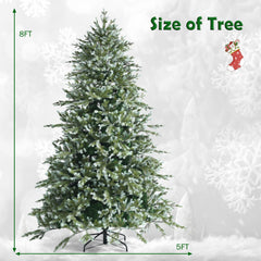 Gymax 8 Ft Artificial Christmas Tree Unlit Hinged Xmas Tree w/ Metal Stand