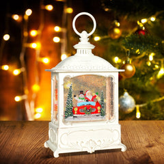 10-Inch Musical Snow Globe Lantern, LED Lighted Swirling Glitter, Santa Snowman Red Car, Christmas Decorations & Xmas Gifts