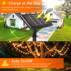 100FT Outdoor Solar String Lights, with Shatterproof Edison Bulbs, Outside Waterproof Hanging Lights for Porch Garden Backyard,Christmas