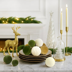 THE BRIVE 36PCS Flocked Velvet Christmas Ball Ornaments - Shatterproof Decor for Tree, Holiday & Home Decorations Mixed