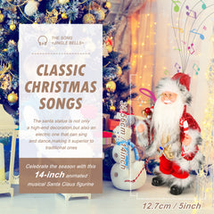 14-Inch Animated Plush Santa Claus with Christmas Music,Musical Christmas Figurine for Tabletop Indoor Holiday Home Decoration