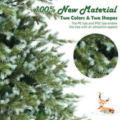 Gymax 8 Ft Artificial Christmas Tree Unlit Hinged Xmas Tree w/ Metal Stand
