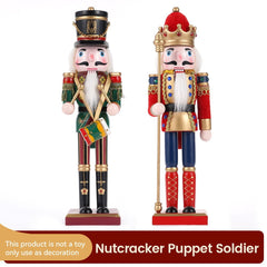 TJT 2Pcs Nutcracker Decorations Set, Wooden Nutcracker Soldier Christmas Ornaments Collectible Festive Xmas Figures Decor Gift Indoor, 12'' Green Red