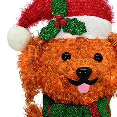 Indoor/Outdoor Light-Up Plush Dog Christmas Decoration with 35 LED Lights, Warm White, 19", by Holiday Time