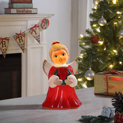  Decorative 12-inch Blow Mold Angel, Red