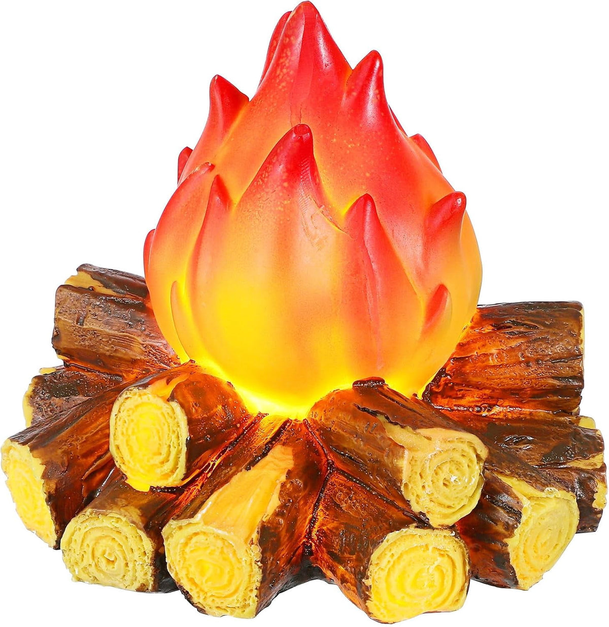 ABCISI LED Fake Campfire Lamp, Battery Powered Artificial Fire, Fake Flame with Realistic Log Flameless Candle for Halloween Christmas Campfire Party Decorations