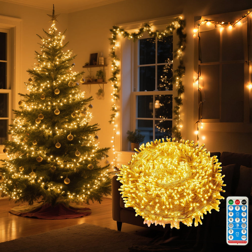 AGCAN 66 Ft 200 LED String Lights, Connectable 8 Modes Warm White Christmas Lights, Fairy Twinkle Light Plug in for Bedroom Classroom Christmas Tree Decor