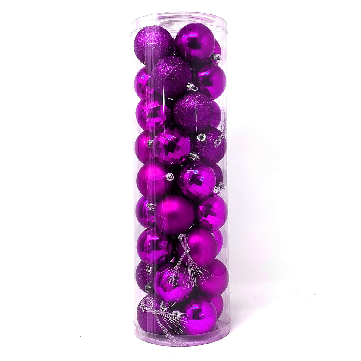 Allgala 36 PK 2 Inch (5CM) Christmas Ornament Balls for Xmas Tree-4 Style-Purple