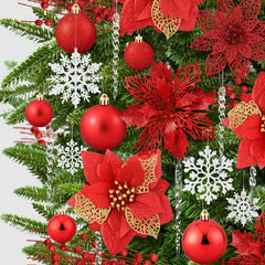 Avelune™ 92Pcs Christmas Tree Decorations Includes Poinsettia