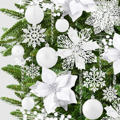 Avelune™ 92Pcs Christmas Tree Decorations Includes Poinsettia
