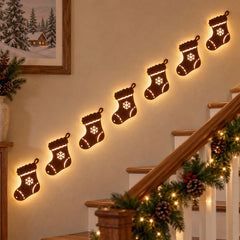 Avelune™ Lighted Santa Sleigh and Reindeer Wall Decor,Christmas